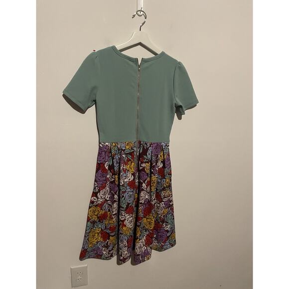 LulaRoe Small Amelia Dress Blue Top, Floral Print Bottom - Picture 6 of 6